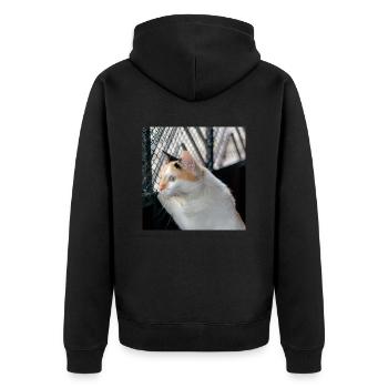 Die Katze - Unisex Premium Bio Zip Hoodie - Schwarz - Hinten - Nico (187cm)