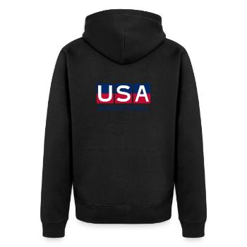 USA Basketball - National Colors - United States - Unisex Premium Bio Zip Hoodie - Schwarz - Hinten - Nico (187cm)