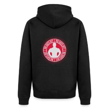 no days off Zitat - Unisex Premium Bio Zip Hoodie - Schwarz - Hinten - Nico (187cm)