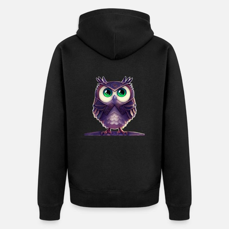 Hibou avec armure - Veste à capuche bio Premium Unisexe - noir