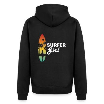 Surfer Girl Planche de surf Surfing Idée cadeau - Veste à capuche bio Premium Unisexe - noir - Dos - Nico (187cm)