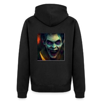 Halloween Scary Joker - Unisex Premium Organic Zip Hoodie - black - Back - Nico (187cm)