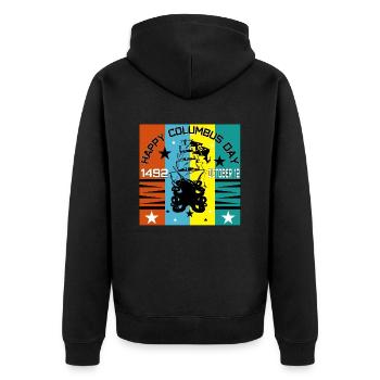 Columbus day - Unisex Premium Organic Zip Hoodie - black - Back - Nico (187cm)