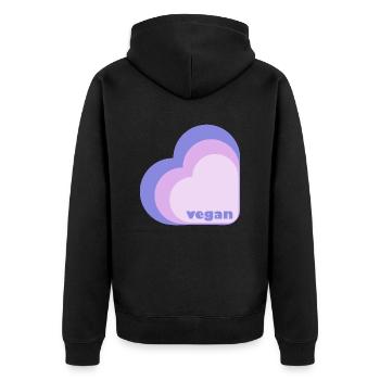 Vegan Lilac Heart - Unisex Premium Organic Zip Hoodie - black - Back - Nico (187cm)