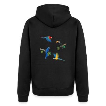 Colorful parrots - Unisex Premium Organic Zip Hoodie - black - Back - Nico (187cm)
