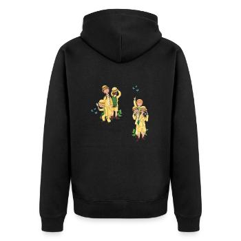 funny research team - Unisex Premium Organic Zip Hoodie - black - Back - Nico (187cm)