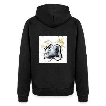 Stolzer Adleradler am Himmel - Unisex Premium Bio Zip Hoodie - Schwarz - Hinten - Nico (187cm)