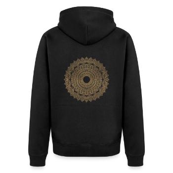 MANDALA 025 - Veste à capuche bio Premium Unisexe - noir - Dos - Nico (187cm)