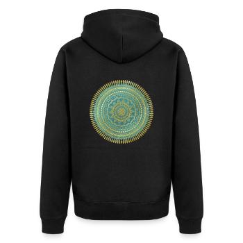 MANDALA GOLD AND GREEN 001 - Veste à capuche bio Premium Unisexe - noir - Dos - Nico (187cm)