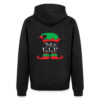 Mr Elf Christmas - Unisex Premium Organic Zip Hoodie - black - Back - Nico (187cm)