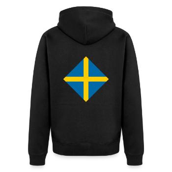 Schweden - Unisex Premium Bio Zip Hoodie - Schwarz - Hinten - Nico (187cm)