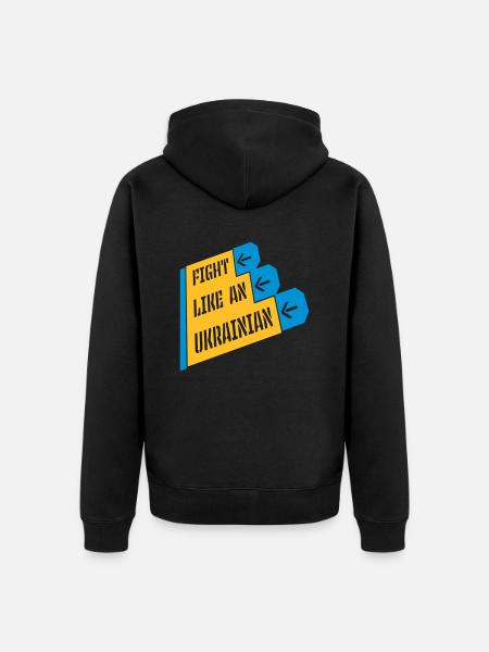 fight like ukrainians quote - Unisex Premium Organic Zip Hoodie - black