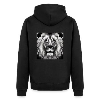BLACK AND WHITE LION - Unisex Premium Organic Zip Hoodie - black - Back - Nico (187cm)