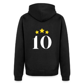 10th anniversary - Unisex Premium Organic Zip Hoodie - black - Back - Nico (187cm)