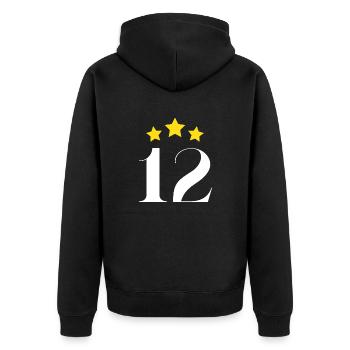 12th anniversary starred - Unisex Premium Organic Zip Hoodie - black - Back - Nico (187cm)