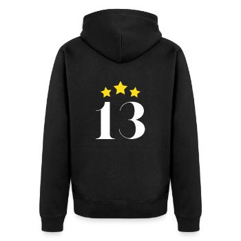 13th anniversary starred - Unisex Premium Organic Zip Hoodie - black - Back - Nico (187cm)
