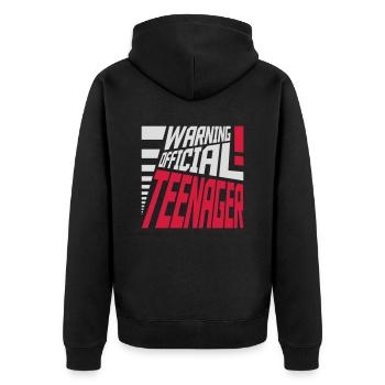 avertissement citation officielle d’adolescent - Veste à capuche bio Premium Unisexe - noir - Dos - Nico (187cm)