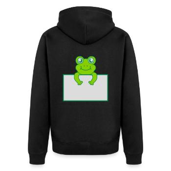 Texte présent bouclier de grenouille - Veste à capuche bio Premium Unisexe - noir - Dos - Nico (187cm)