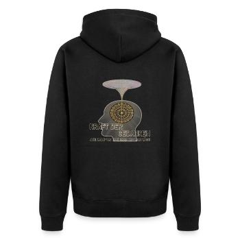 Power of thought - Unisex Premium Organic Zip Hoodie - black - Back - Nico (187cm)