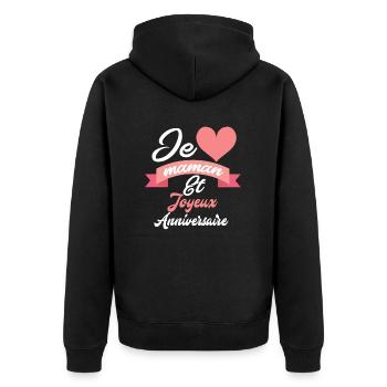 Joyeux anniversaire maman - Veste à capuche bio Premium Unisexe - noir - Dos - Nico (187cm)