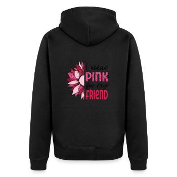 Save the Boobies friend - Unisex Premium Organic Zip Hoodie - black - Back - Nico (187cm)