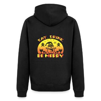 Eat Drink be Merry - Unisex Premium Organic Zip Hoodie - black - Back - Nico (187cm)