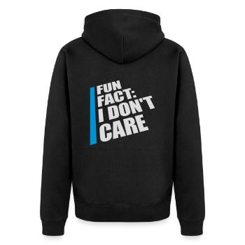 I don't care fact - Unisex Premium Organic Zip Hoodie - black - Back - Nico (187cm)
