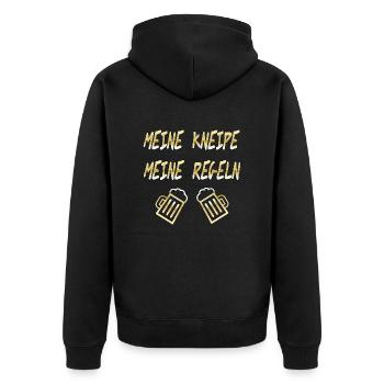 Kneipe - Unisex Premium Bio Zip Hoodie - Schwarz - Hinten - Nico (187cm)