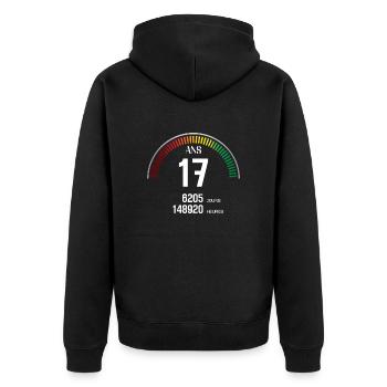 Anniversaire 17 ans Compteur - Veste à capuche bio Premium Unisexe - noir - Dos - Nico (187cm)