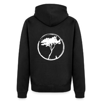 Fox Tree W - Unisex Premium Organic Zip Hoodie - black - Back - Nico (187cm)