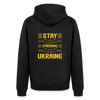 Ukraine | Stay Strong Ukraine - Unisex Premium Organic Zip Hoodie - black - Back - Nico (187cm)