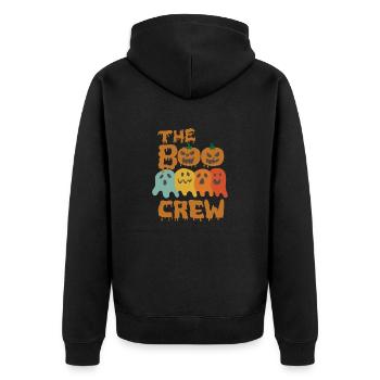 Halloween Lustige Geister Crew - Boo Crew - Unisex Premium Bio Zip Hoodie - Schwarz - Hinten - Nico (187cm)