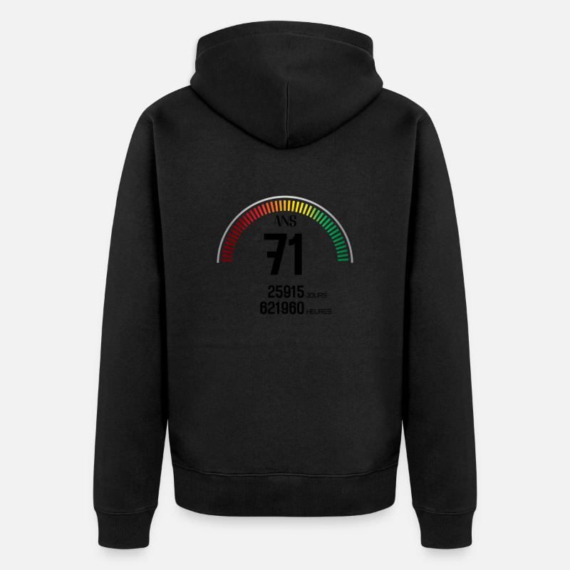 Anniversaire 71 ans Compteur - Veste à capuche bio Premium Unisexe - noir