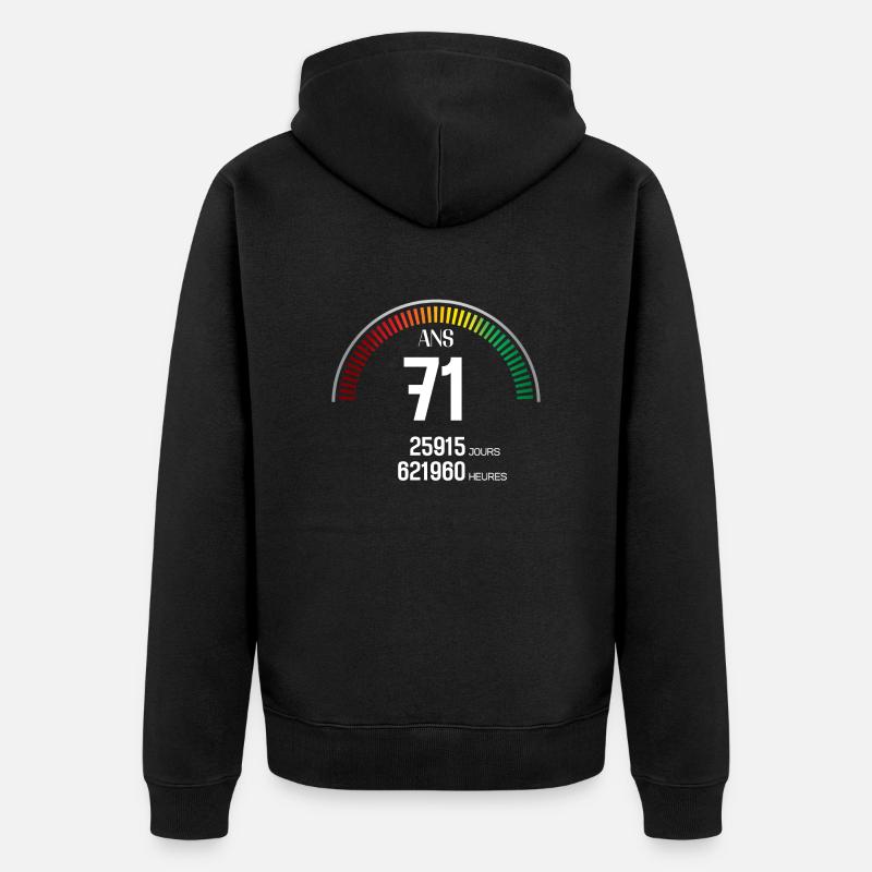 Anniversaire 71 ans Compteur - Veste à capuche bio Premium Unisexe - noir