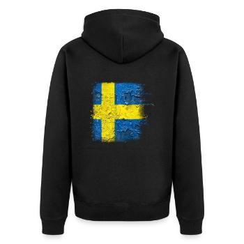 Schweden Schweden Wikinger Norden Skandinavien Mittsommer - Unisex Premium Bio Zip Hoodie - Schwarz - Hinten - Nico (187cm)