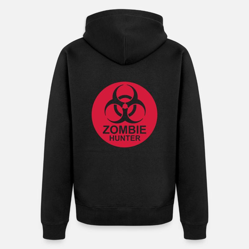 Chasseur de zombies Citation d’Halloween - Veste à capuche bio Premium Unisexe - noir
