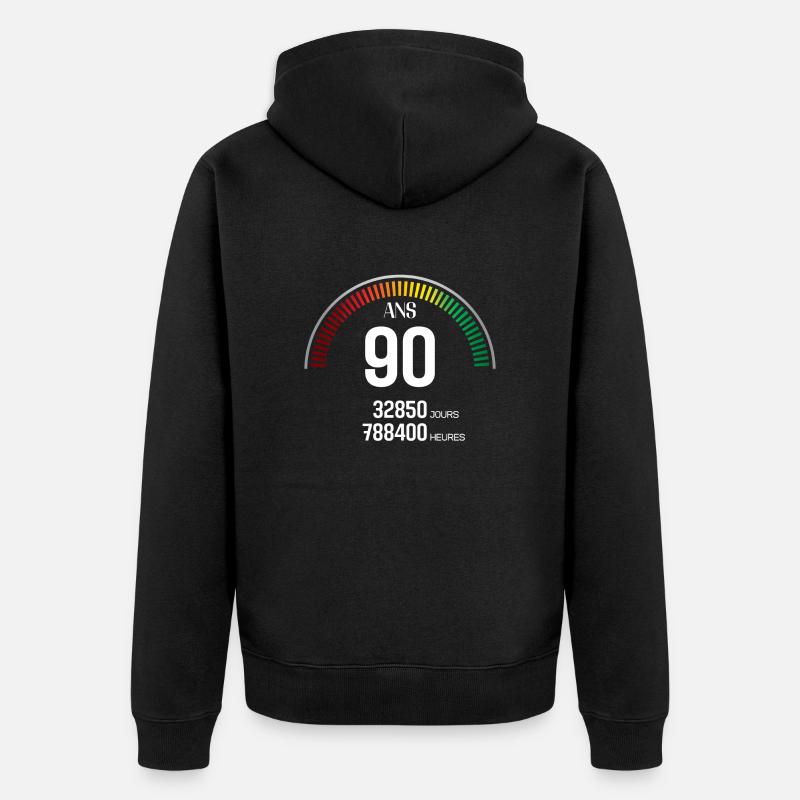 Anniversaire 90 ans Compteur - Veste à capuche bio Premium Unisexe - noir
