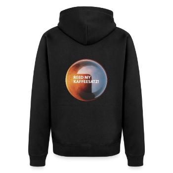 Coffee "Reed my Coffee Grounds" - Unisex Premium Organic Zip Hoodie - black - Back - Nico (187cm)