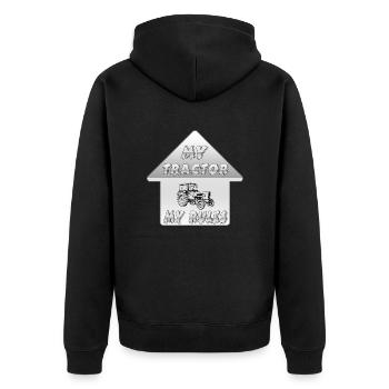 Traktor - Unisex Premium Bio Zip Hoodie - Schwarz - Hinten - Nico (187cm)