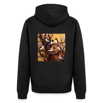 Vögel sitzen auf den Ästen eines Baumes - Unisex Premium Bio Zip Hoodie - Schwarz - Hinten - Nico (187cm)