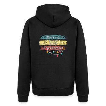 Merry Surf Christmas - Weihnachtsdesign - Unisex Premium Bio Zip Hoodie - Schwarz - Hinten - Nico (187cm)
