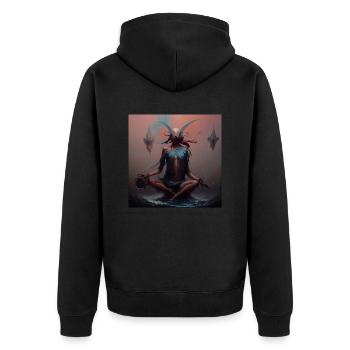 ARTWORK SPIRITUAL _08 - Unisex Premium Bio Zip Hoodie - Schwarz - Hinten - Nico (187cm)
