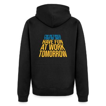 have fun at work - Unisex Premium Bio Zip Hoodie - Schwarz - Hinten - Nico (187cm)