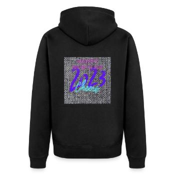 Frohes neues Jahr 2023 - Unisex Premium Bio Zip Hoodie - Schwarz - Hinten - Nico (187cm)