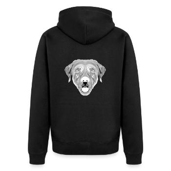 Labrador Retriever Kopf weiß - Unisex Premium Bio Zip Hoodie - Schwarz - Hinten - Nico (187cm)