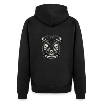 Skull Motiv Totenkopf - Unisex Premium Bio Zip Hoodie - Schwarz - Hinten - Nico (187cm)