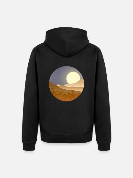 Moon in night landscape - Unisex Premium Organic Zip Hoodie - black