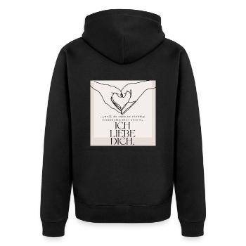 Für alle die verliebt, verheiratet, befreunde sind - Unisex Premium Bio Zip Hoodie - Schwarz - Hinten - Nico (187cm)