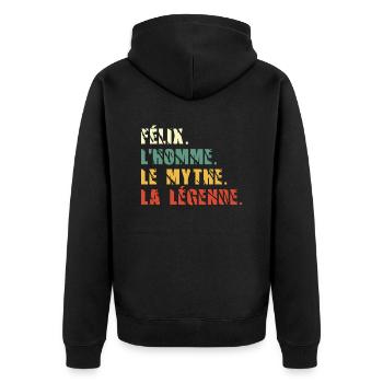 Félix l homme le mythe la légende - Veste à capuche bio Premium Unisexe - noir - Dos - Nico (187cm)