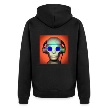 Buste d’un cyborg écoutant de la musique - Veste à capuche bio Premium Unisexe - noir - Dos - Nico (187cm)